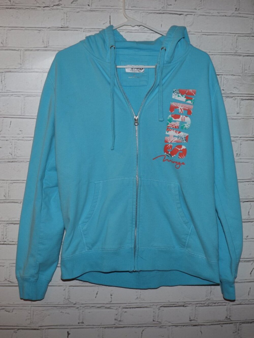 🌴 Mirage Las Vegas Zip‑Up Hoodie · Size Large · Turquoise